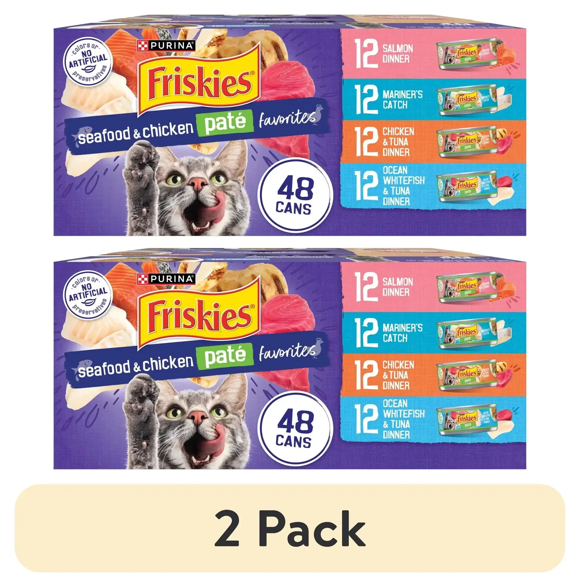 Purina Friskies Pate, Soft Seafood and Chicken Variety Pack, Wet Cat Food, 5.5 oz Cans - USA MEGA SHOP