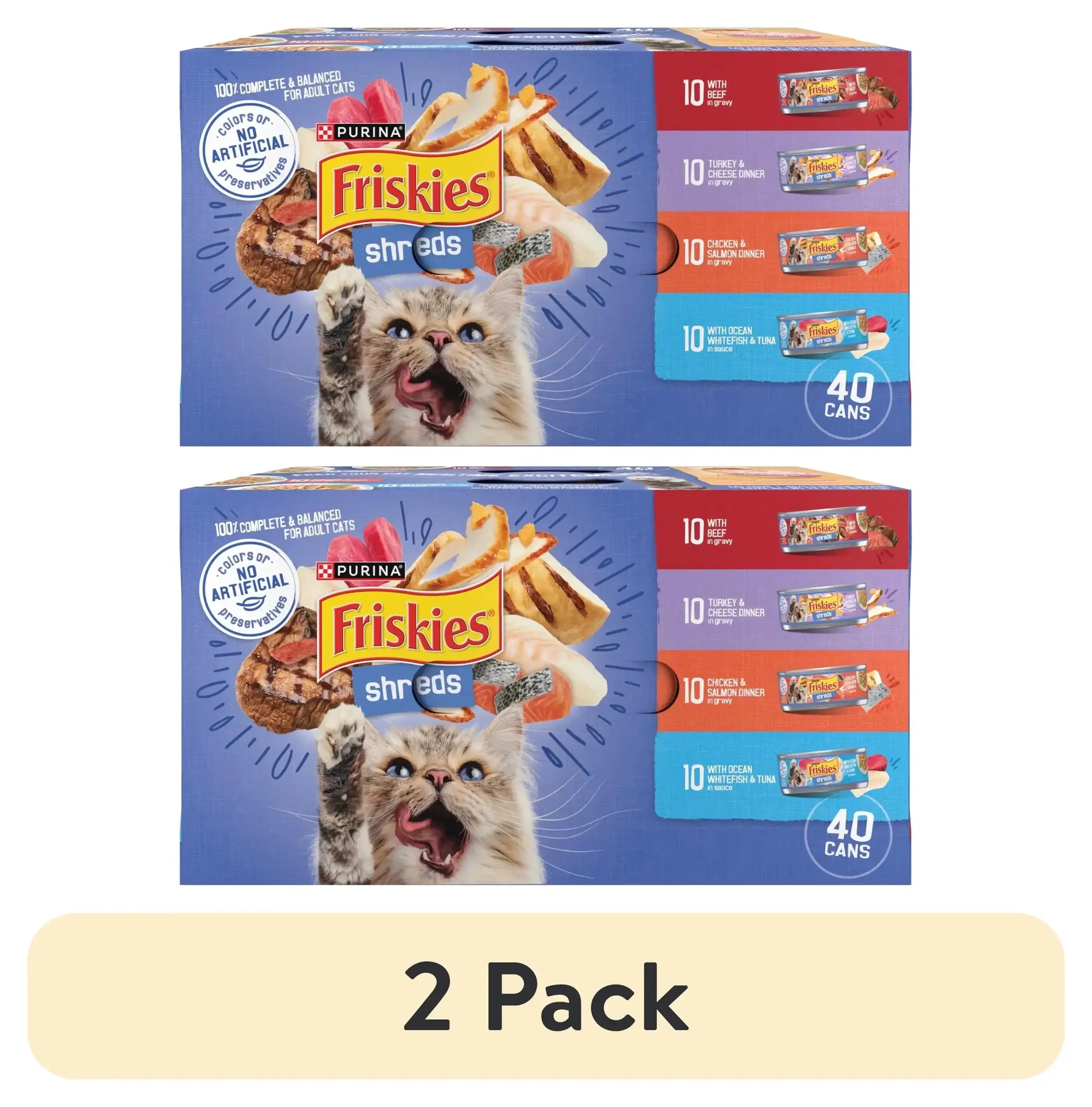 Purina Friskies Shreds Gravy Variety Pack, Wet Cat Food, 5.5 oz Cans - USA MEGA SHOP