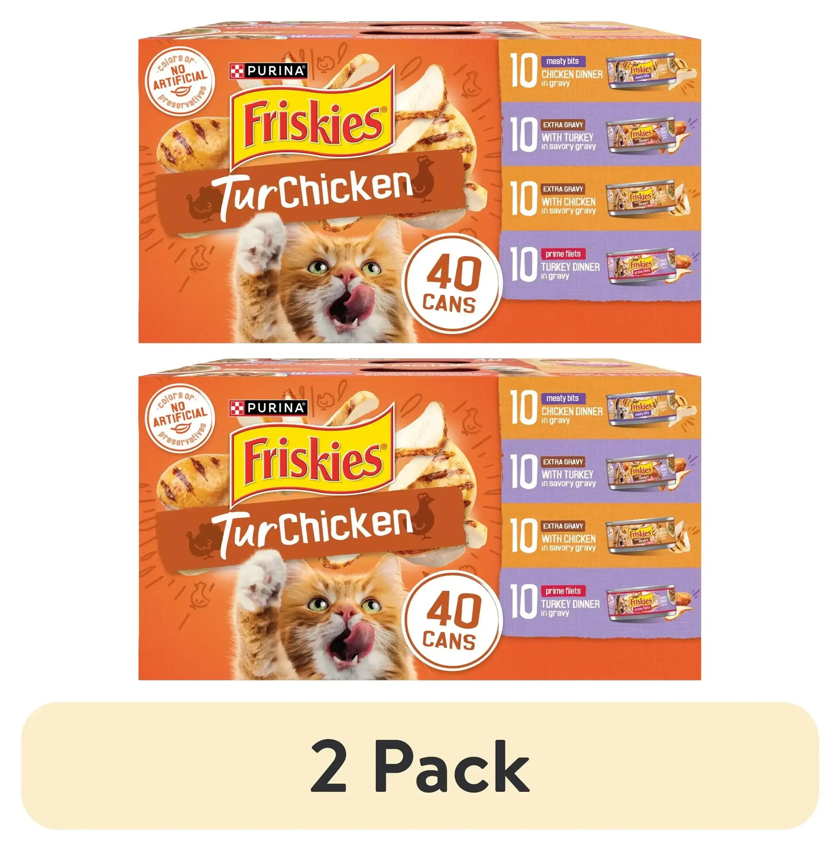Purina Friskies Turchicken Gravy, Soft Variety Pack, Wet Cat Food, 5.5 oz Cans, 40 Pack