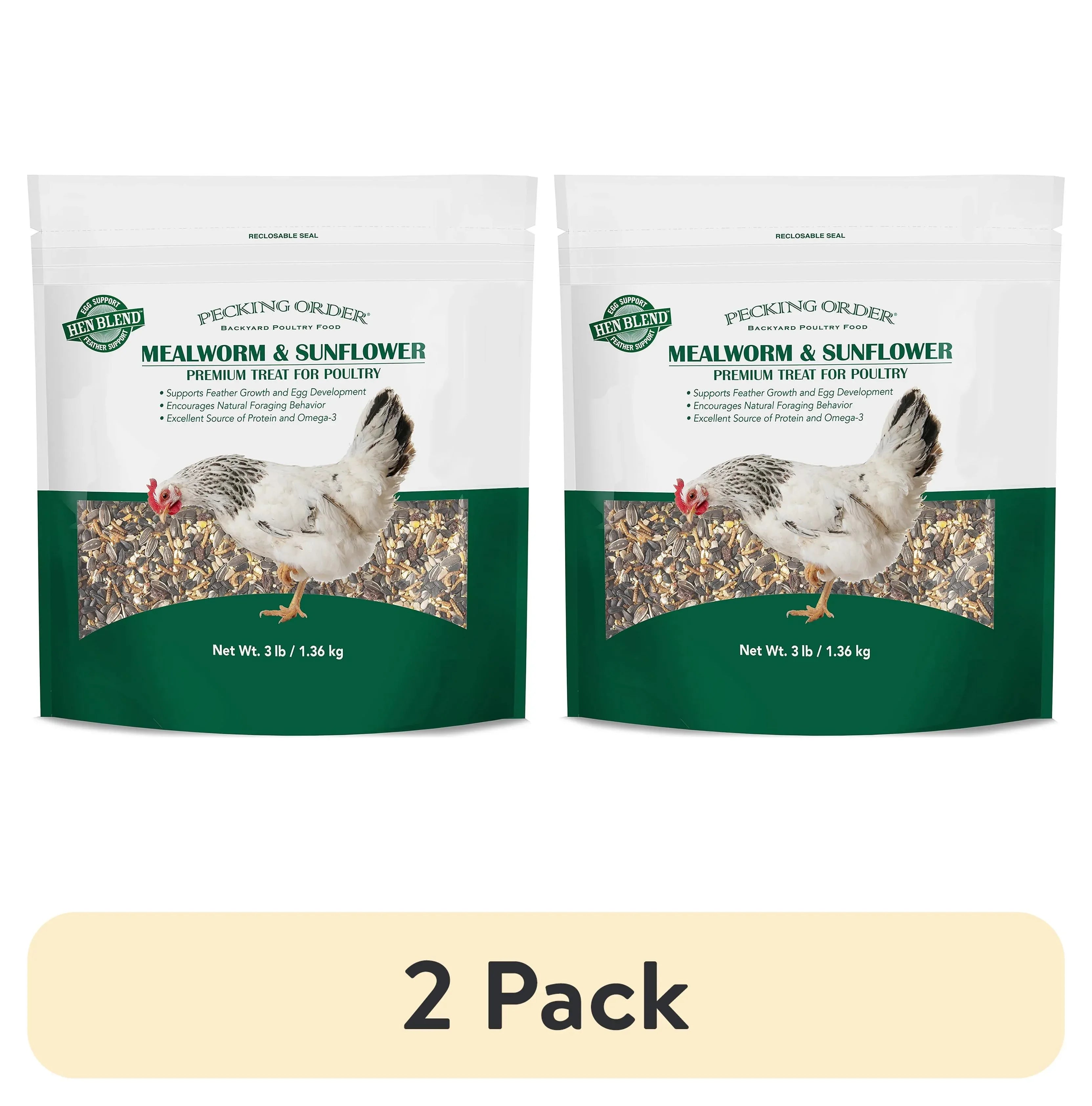 Red River Commodities Pecking Order Mealworm & Sunflower Chicken Treat; 3 lb. Bag