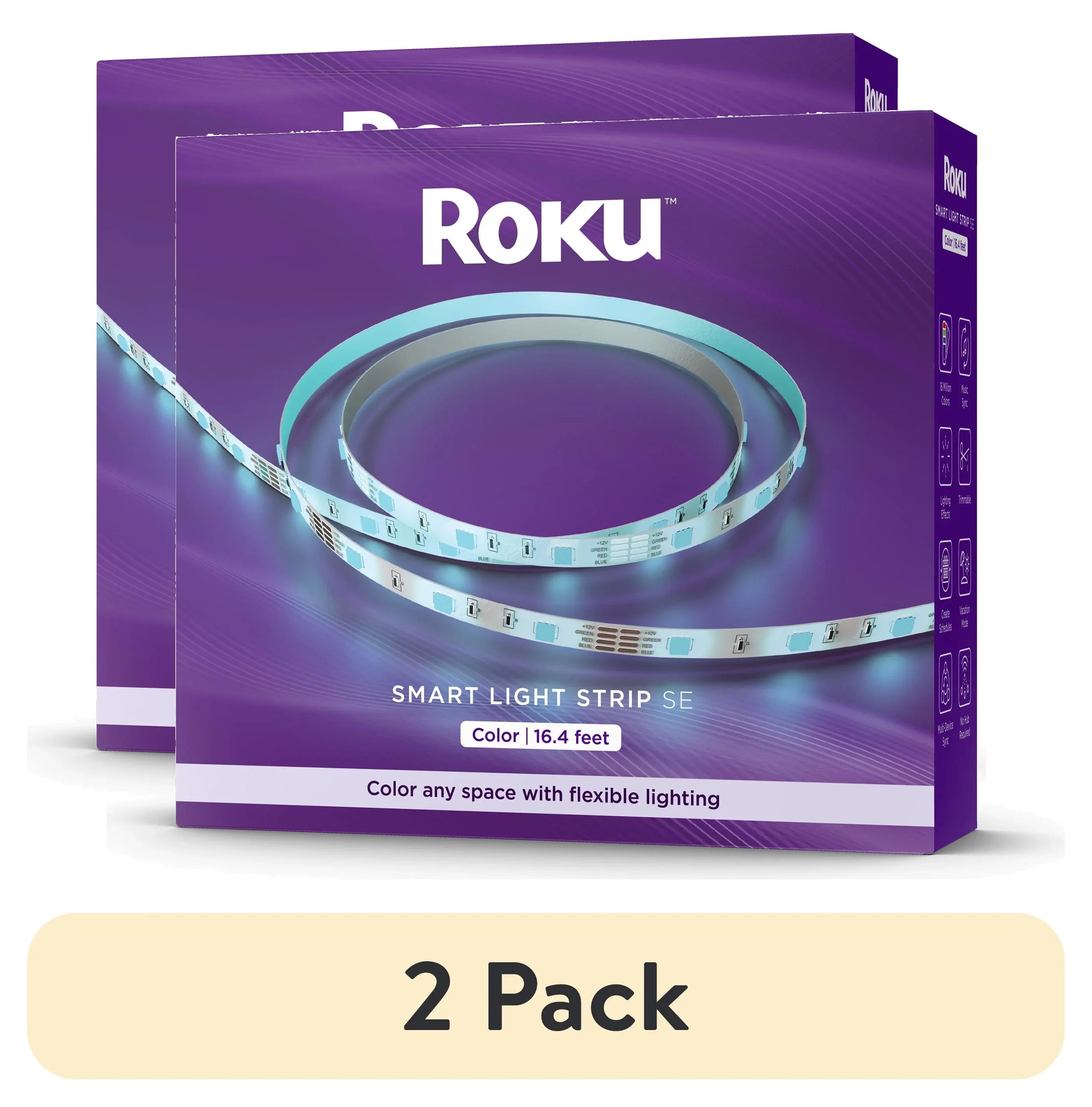 Roku Smart Home Smart Light Strip SE 16.4 ft with 16 Million Color Options, White Light Option, and Custom Presets - Indoor