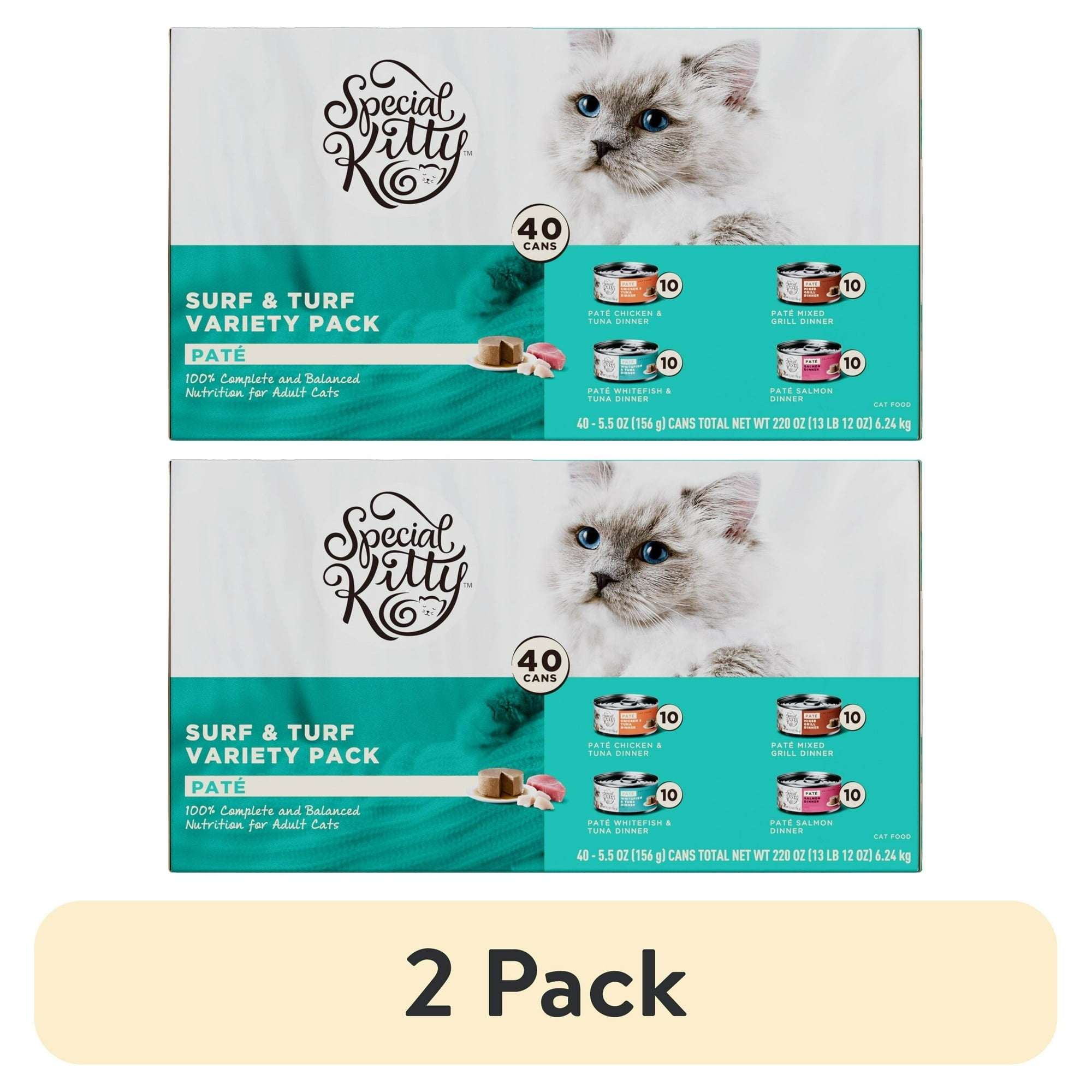 Special Kitty Surf & Turf Pate Wet Cat Food Variety Pack, 5.5 oz Cans (40 Pack)