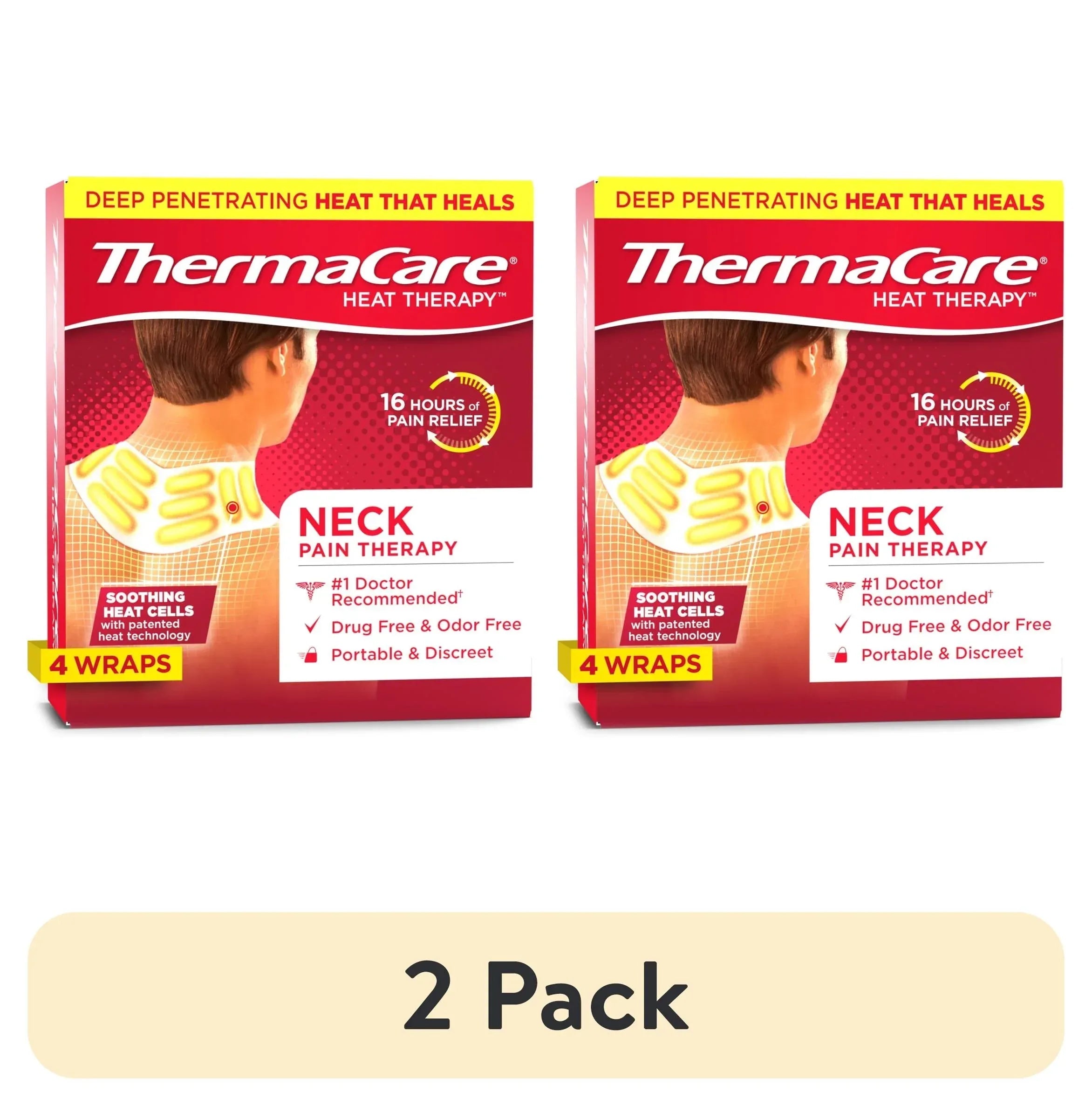 ThermaCare Shoulder, Writst, Neck, & Back Pain Relief Heat Wraps, 4 Ct