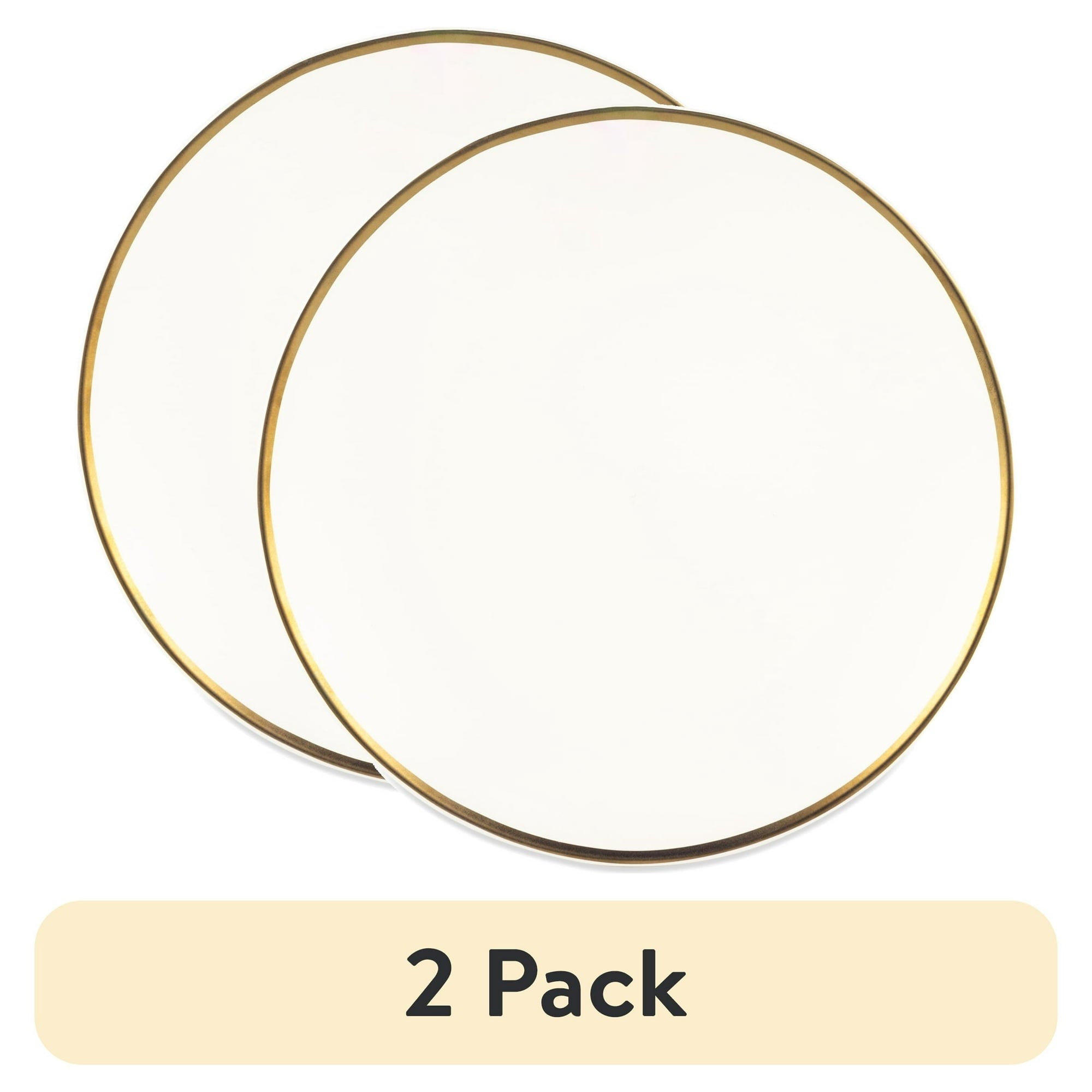 (2 pack) Thyme & Table Everest Ceramic Dinner Plate Off-White with Gold Rim