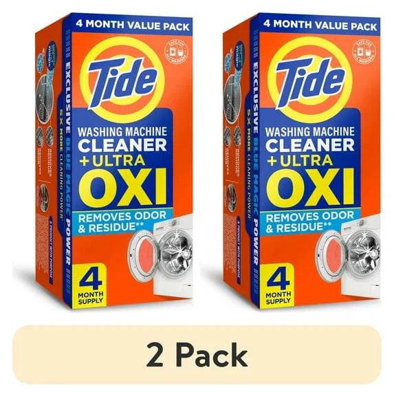 Tide Washing Machine Cleaner with Oxi Powder, Odor Eliminator and Washer Residue Remover, 4 Count - USA MEGA SHOP