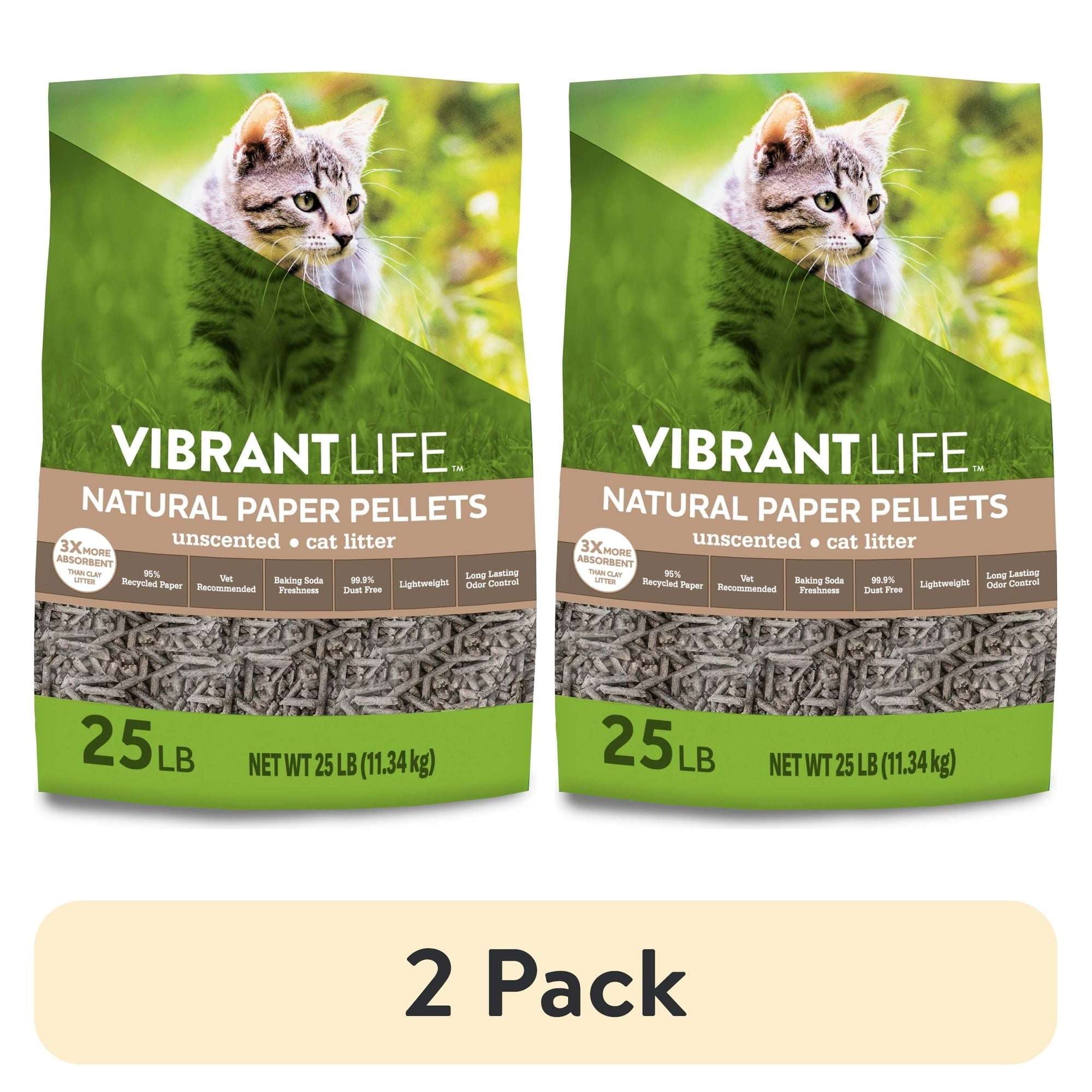 Vibrant Life Natural Paper Pellets Cat Litter, Unscented, 25 lb Bag