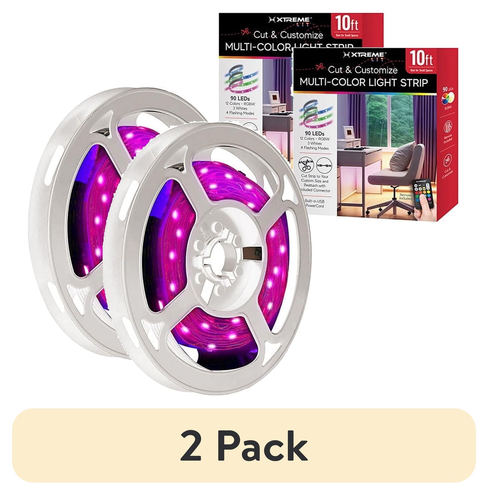Xtreme Lit 10ft Indoor LED Strip Lights Kit, Multicolor LED Lights forBedroom, Accent Lighting, Cuttable, Remote Control