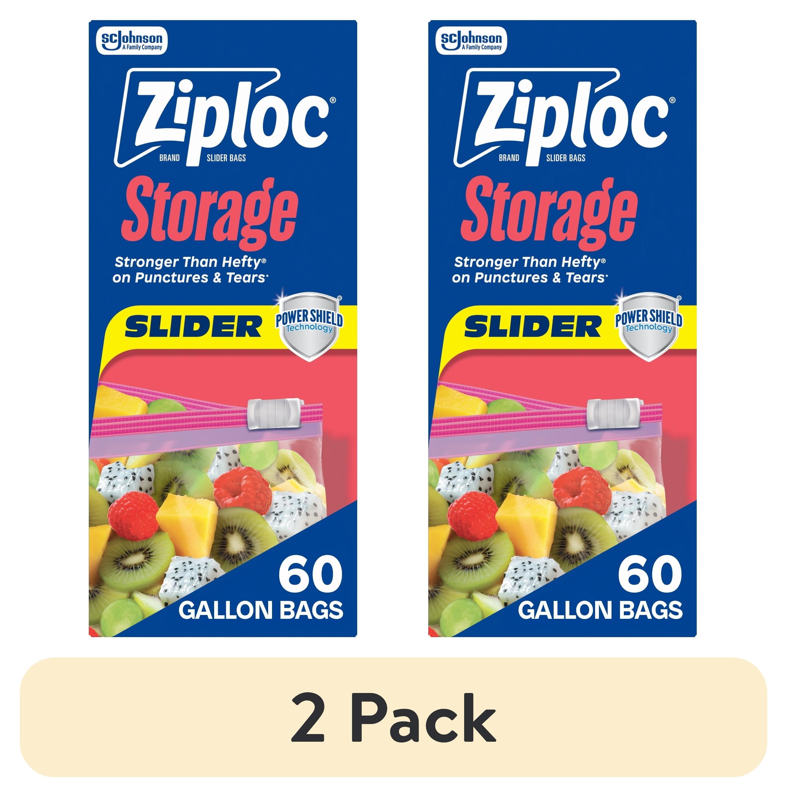 Ziploc® Brand Food Storage Slider Gallon Bags, Power Shield™ Technology, Expandable Bottom, 60 Count