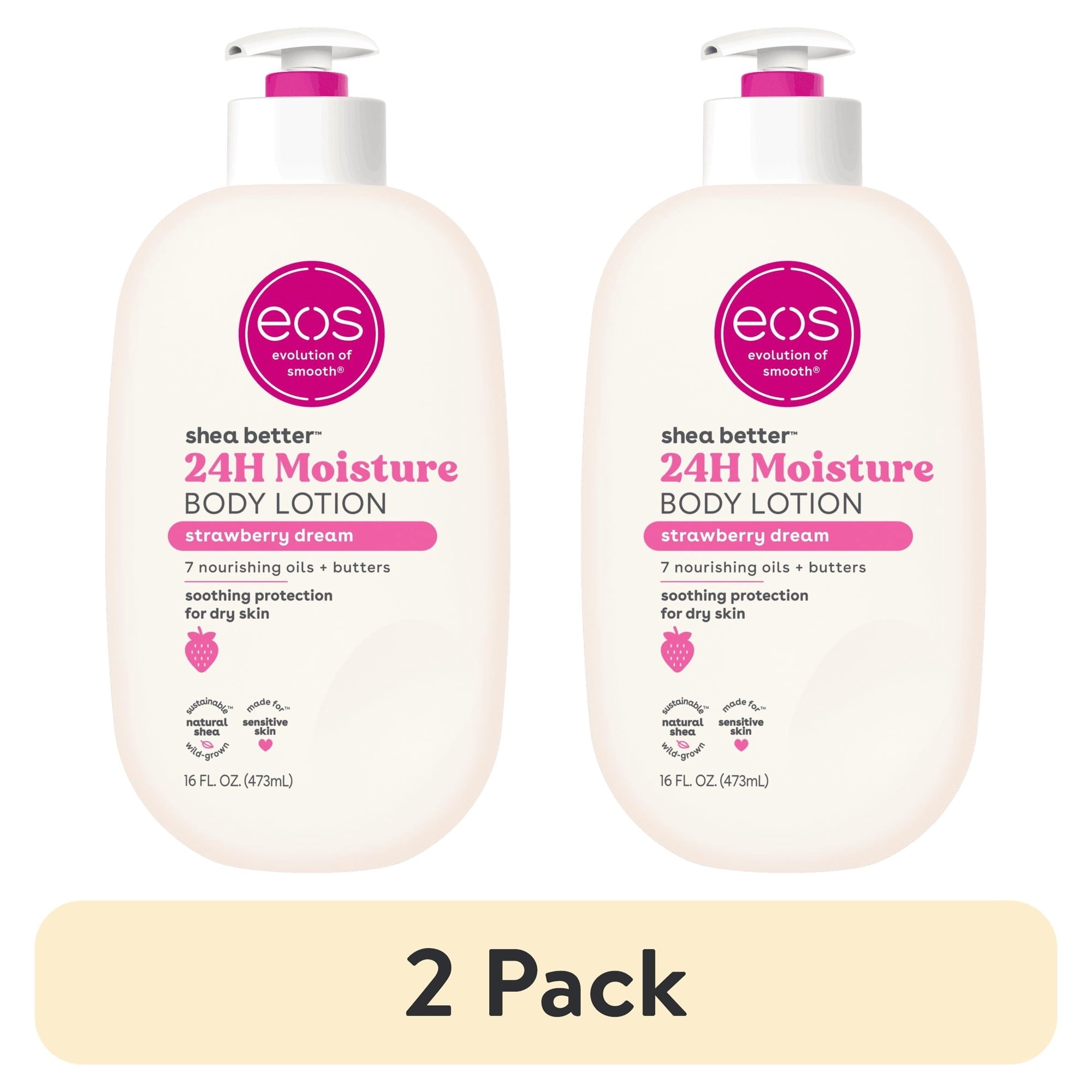 eos Shea Better Body Lotion for Dry Skin, Strawberry Dream, 16 fl oz