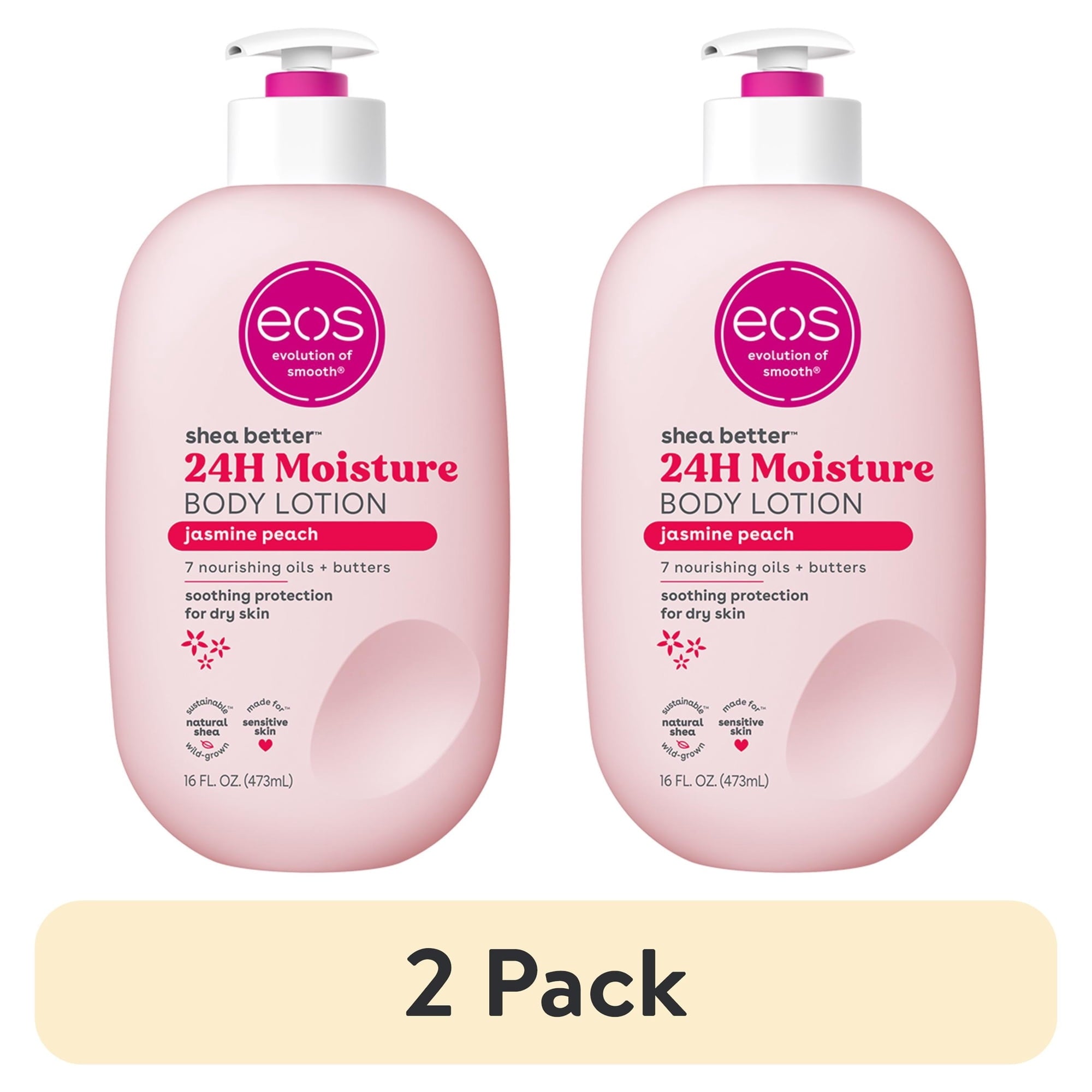 eos Shea Better Body Lotion- Jasmine Peach, Soothes Dry Skin, 16 fl oz