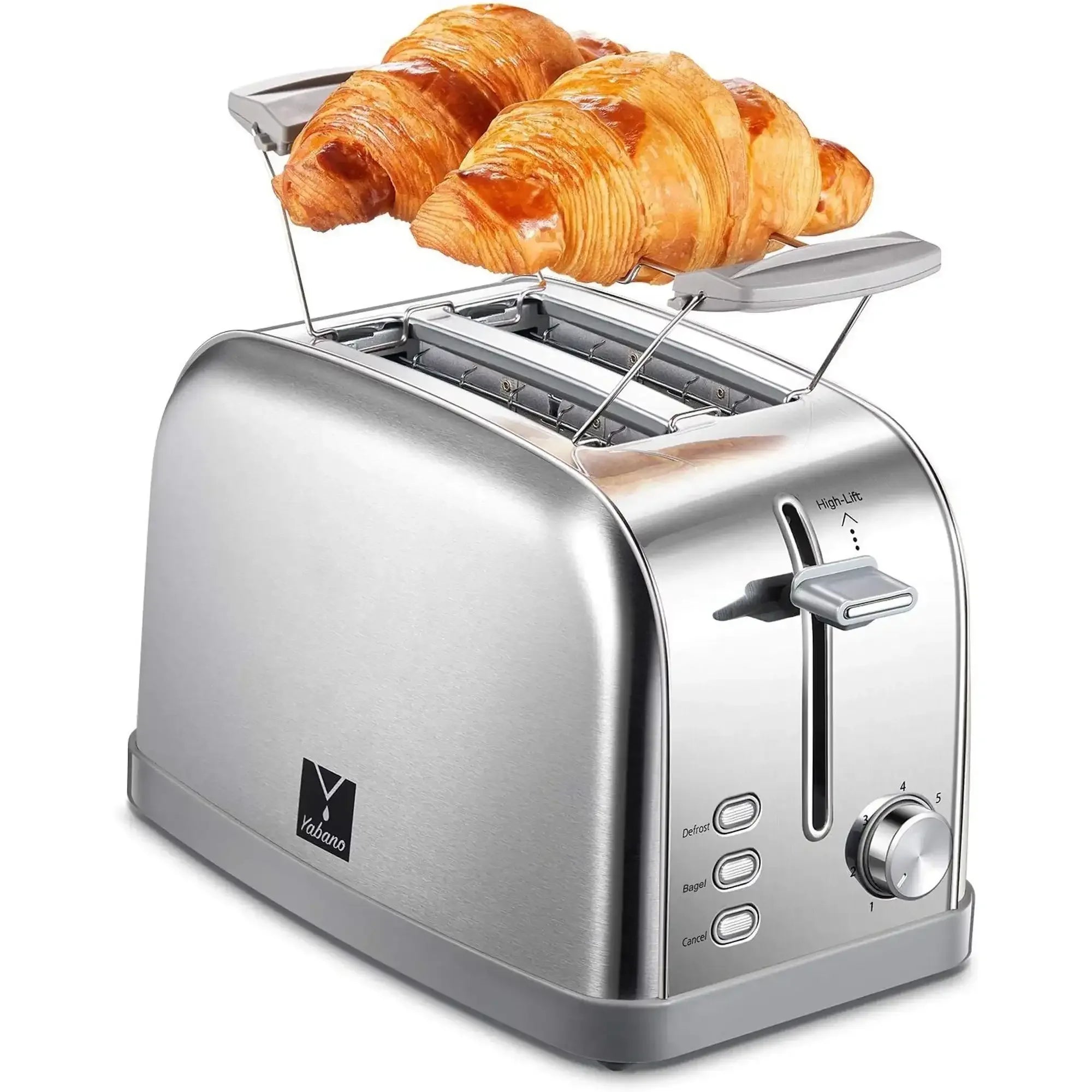 Toaster, Retro Bagel Toaster Toaster with 7 Bread Shade Settings, 2 Extra Wide Slots, Defrost/Bagel/Cancel Function, Removable Crumb Tray, Stainless Steel Toaster by Yabano, Silver - USA MEGA SHOP