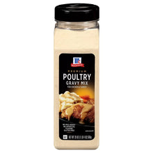 McCormick premium poultry gravy mix jar with black label and white lid