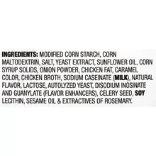 Poultry gravy mix ingredients label text on white background