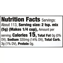 Poultry gravy mix nutrition facts panel with serving and calorie details