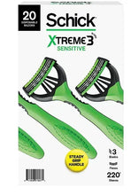 Schick Xtreme 3 Sensitive disposable men's razor, green handle, 3 blades (20 ct)