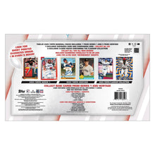 2025 Topps Baseball flagship collection box back with card checklist and details