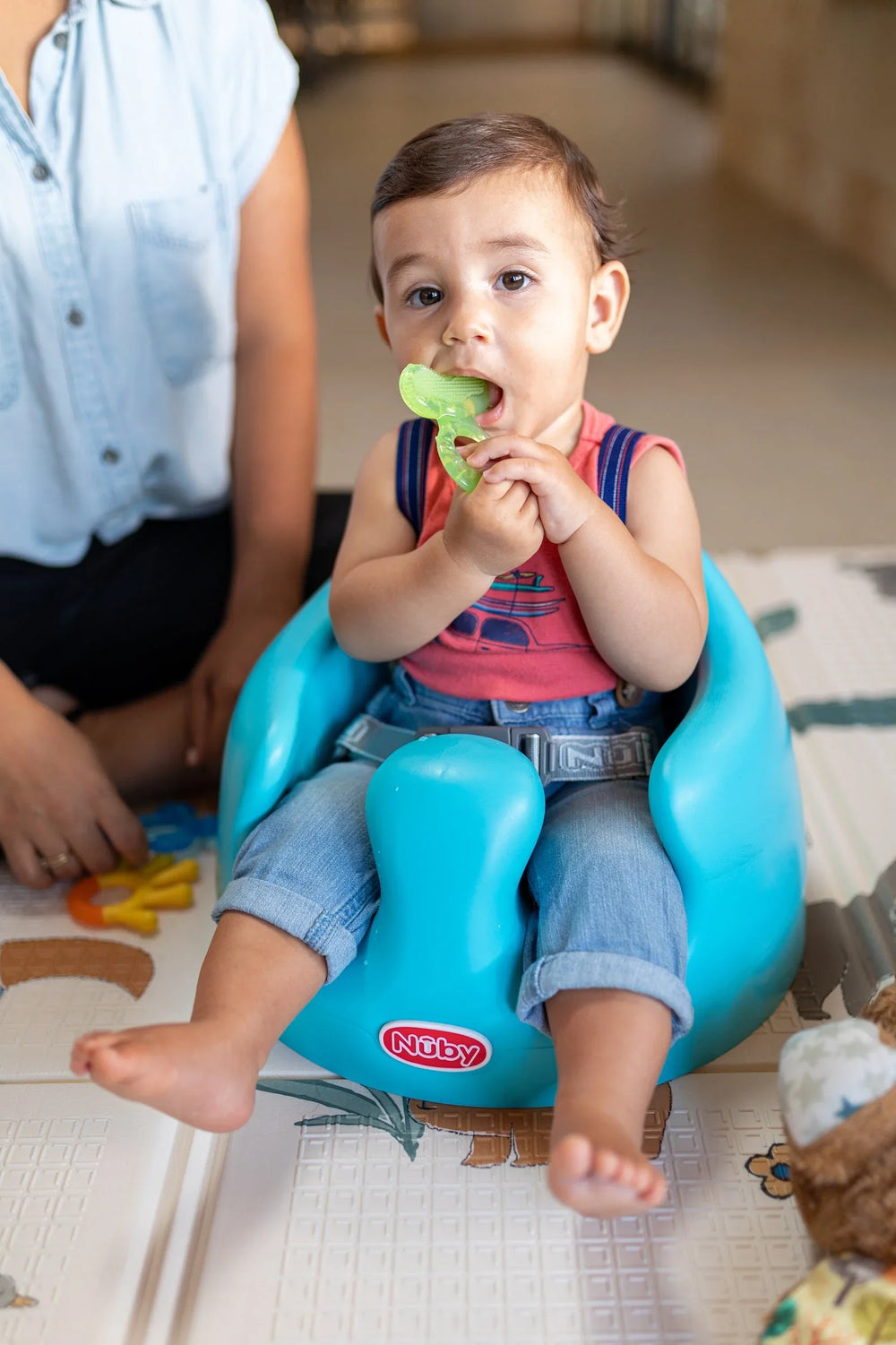 Nuby 3-Step Soothing Teether Set for Infants, Green/Blue/Yellow Unisex Baby Teethers, 3 Count - USA MEGA SHOP