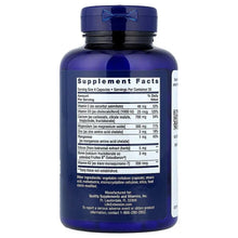 Blue supplement bottle back label with Supplement Facts panel