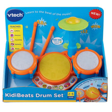 VTech KidiBeats Drum Set toy package with three drum pads and accessories