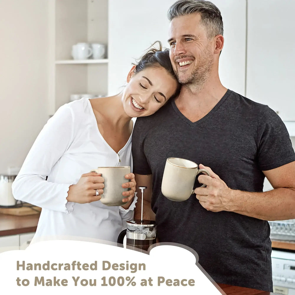 Vesteel Coffee Mug Set of 4, Ceramic Coffee Cups with Handles, 14oz Handmade Reactive Glaze Mugs Set for Coffee Tea Milk, Mug Gifts for Thanksgiving Day Anniversary, Gifts for Men, women, Home, Office and Restuarant