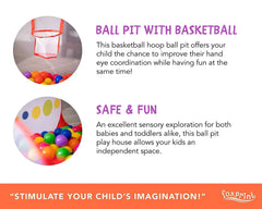 Foxprint Portable Basketball Ball Pit for Toddlers, 47.2" x 23.6" x 29.1"