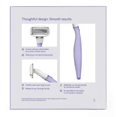 Flamingo Women's Razor Shaving Kit, 1 Handle, 11 Razor Blade Refills, 1 Shower Holder - Lilac