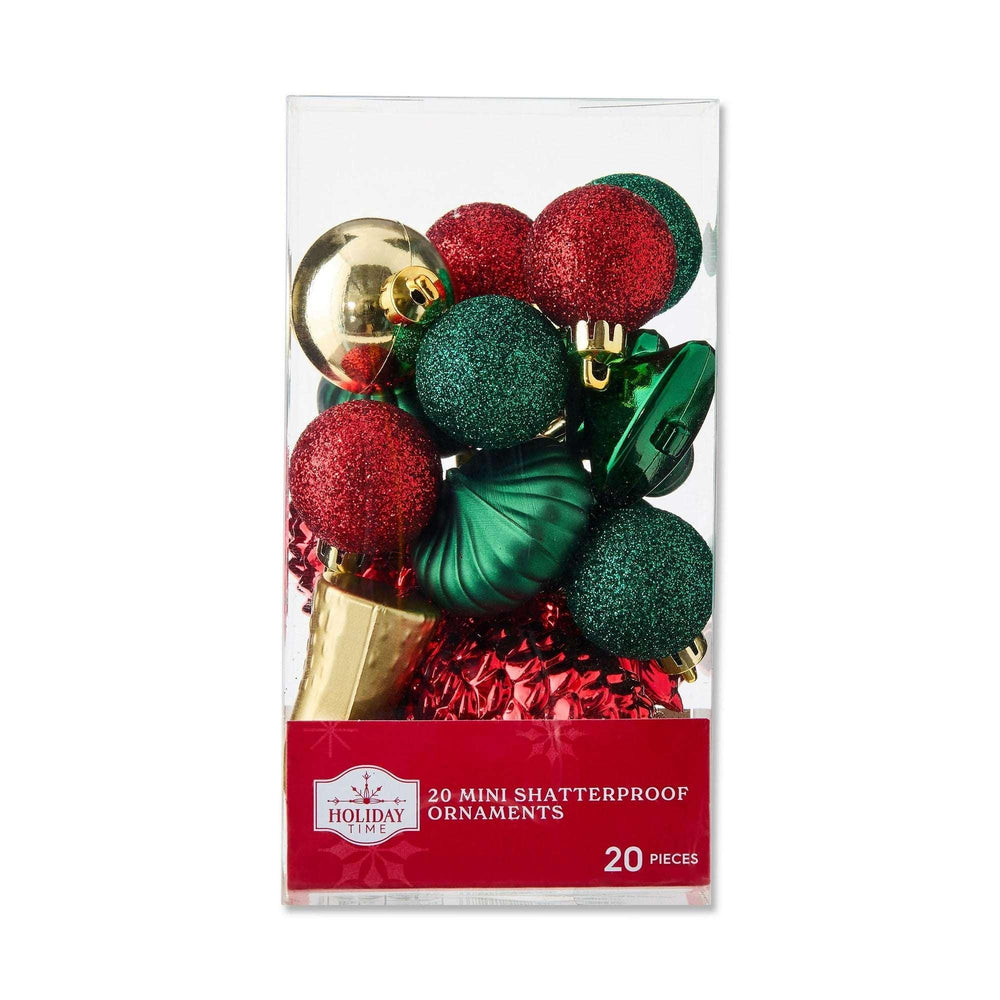 Mini Red Multi-Textured Shatterproof Christmas Ornaments, 20 Count, by Holiday Time - USA MEGA SHOP