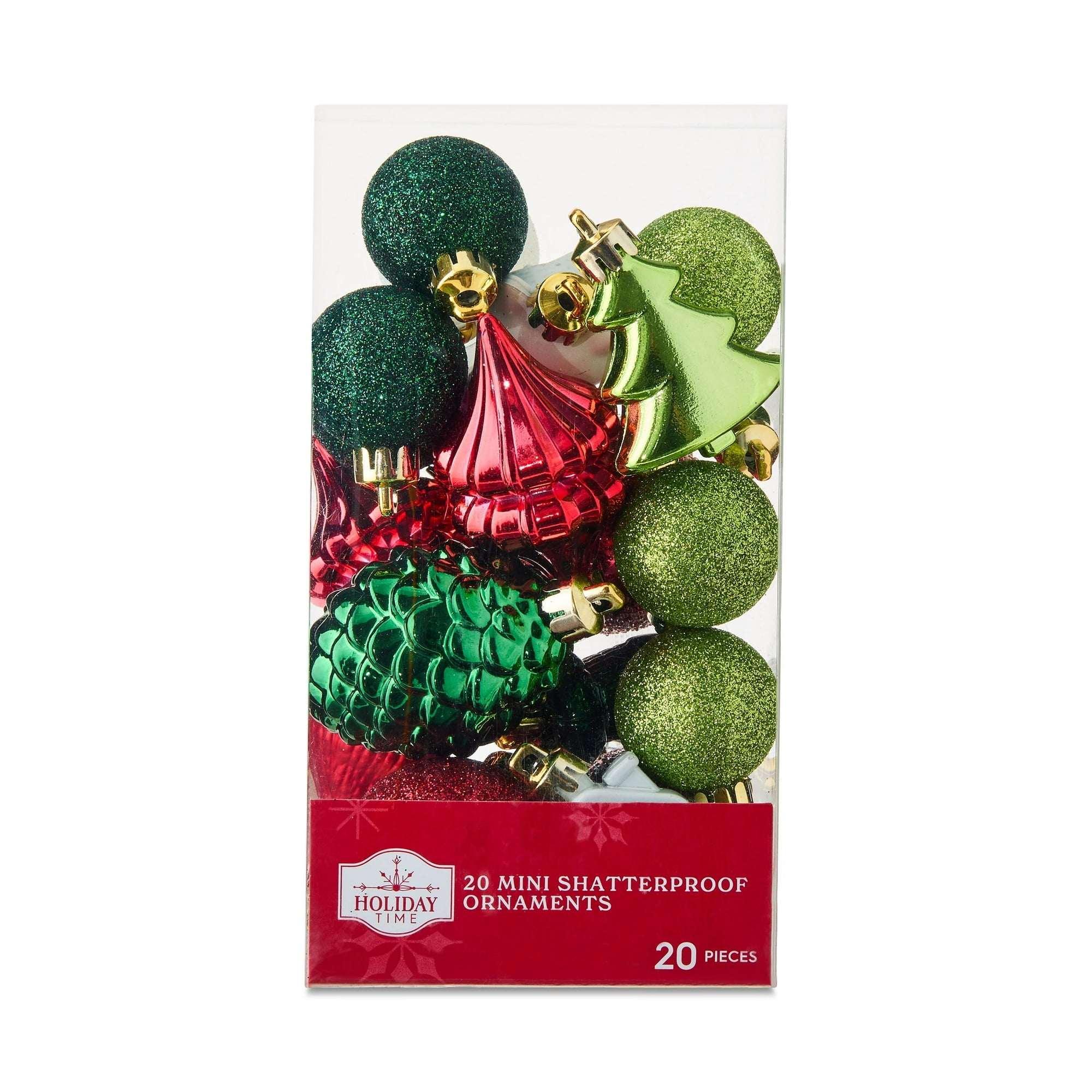 Mini Red Multi-Textured Shatterproof Christmas Ornaments, 20 Count, by Holiday Time - USA MEGA SHOP