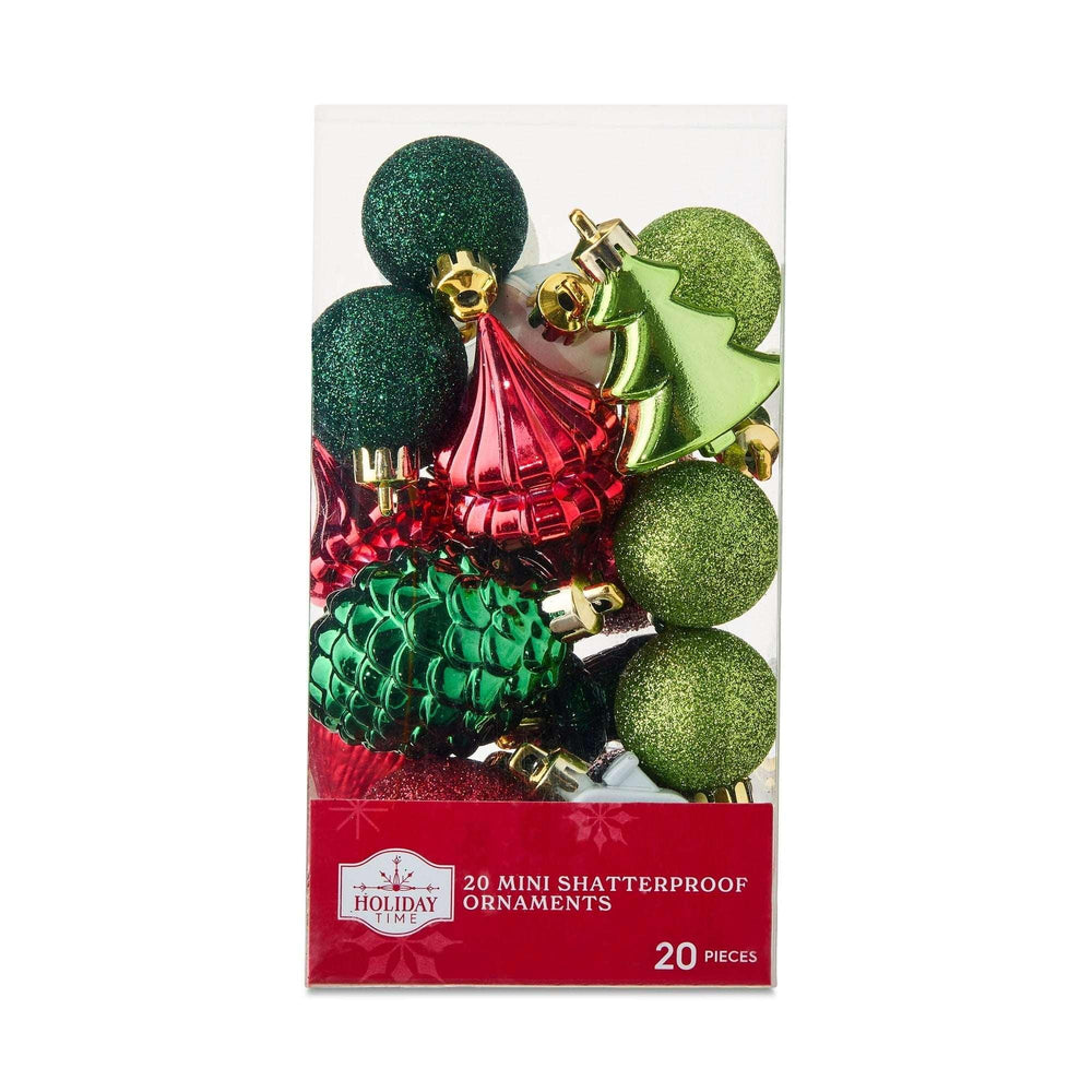 Mini Red Multi-Textured Shatterproof Christmas Ornaments, 20 Count, by Holiday Time - USA MEGA SHOP
