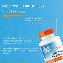 Doctor's Best NAC Detox Regulators bottle with “supports cellular health” graphic text