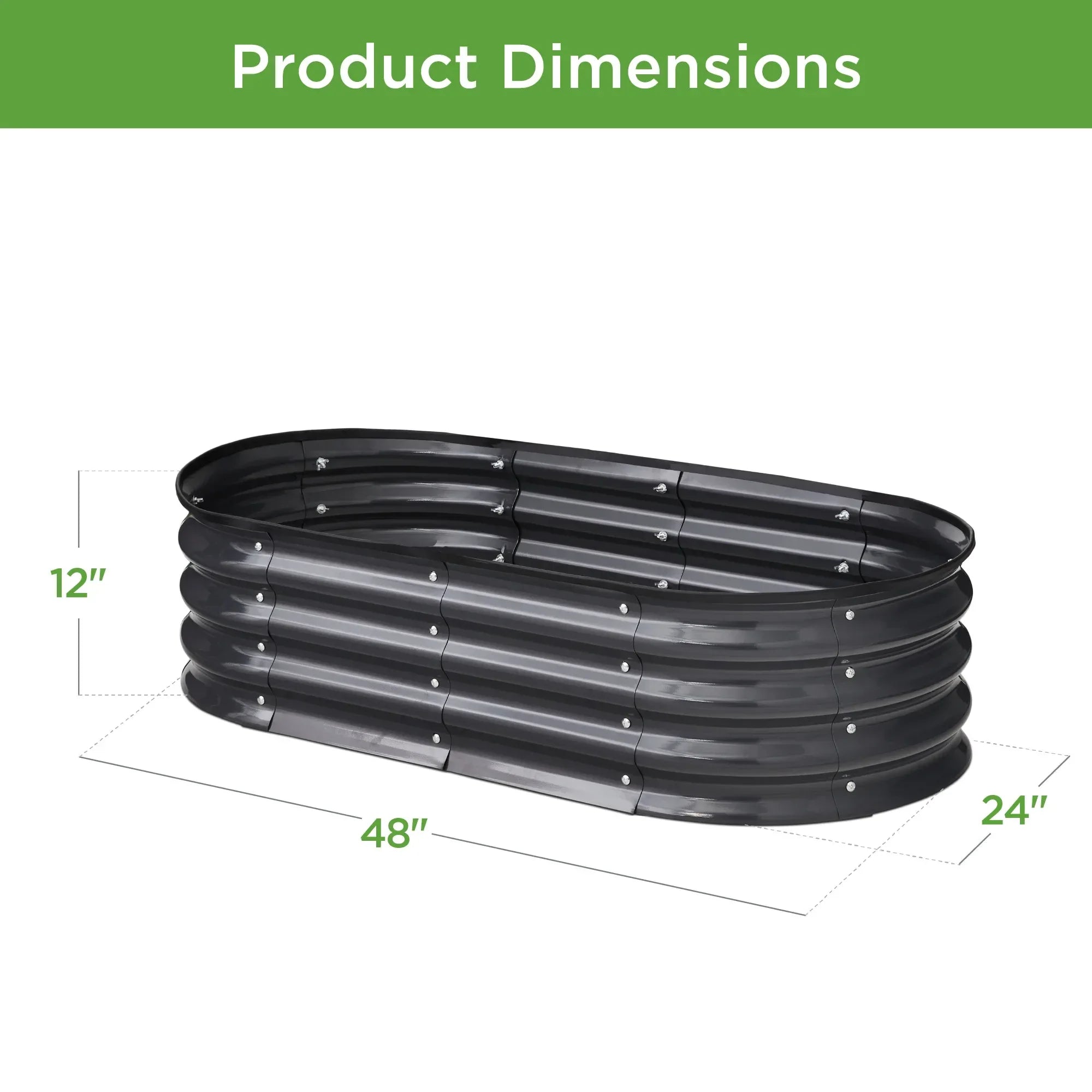 Best Choice Products 4x2x1ft Outdoor Raised Metal Oval Garden Bed, Planter Box for Vegetables, Flowers - Charcoal