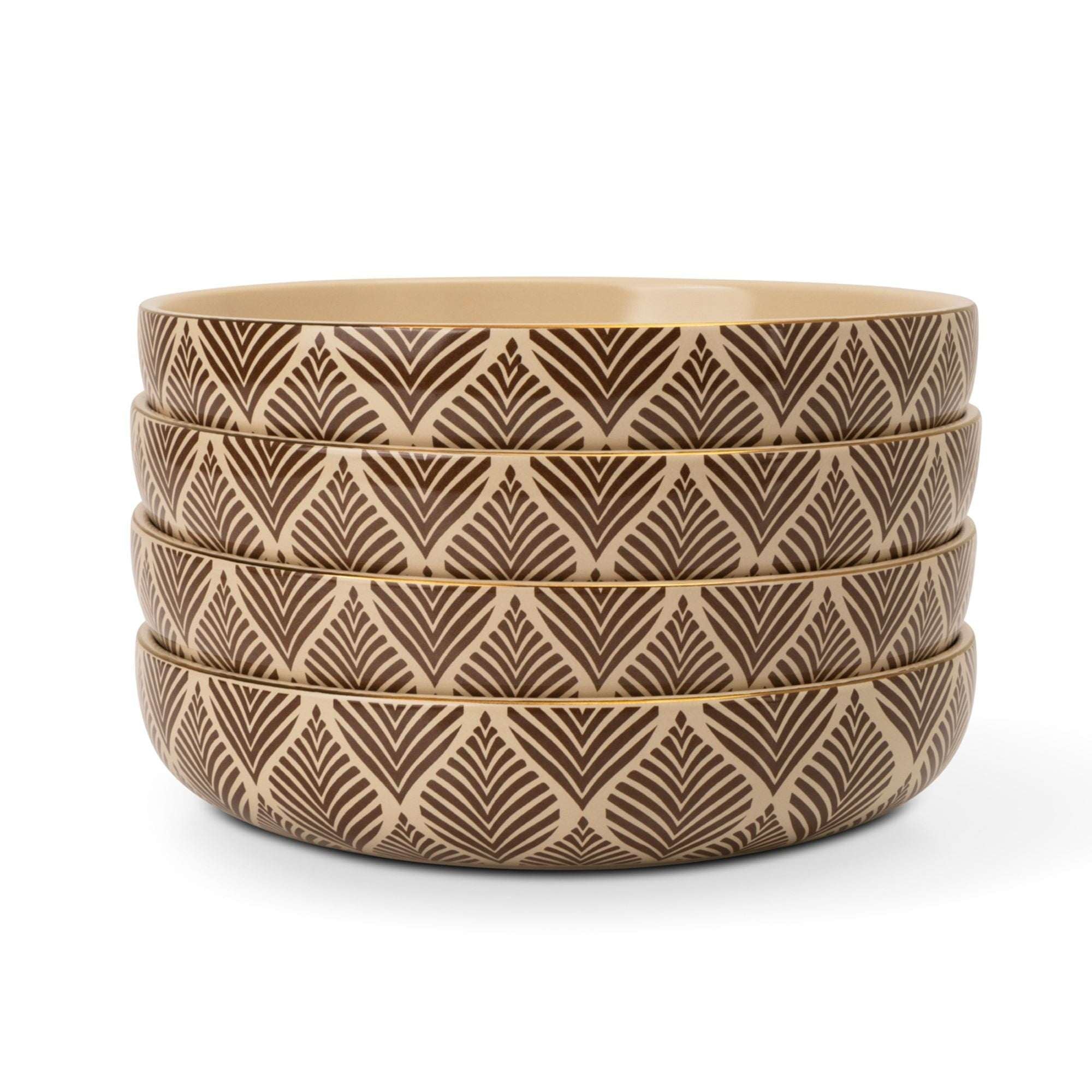 Thyme & Table 4-Pack Stoneware Low Bowls, Ocee Leaf