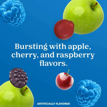 Men’s Multi gummy flavor gummies with apple, cherry, and raspberry fruit graphics