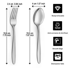Mirdinner Dinner Forks and Spoons Set, Stainless Steel Silverware Flatware Set, Salad Fork and Soup Spoon, Using for Home, Kitchen or Restaurant, Mirror Polished, Dishwasher Safe - USA MEGA SHOP