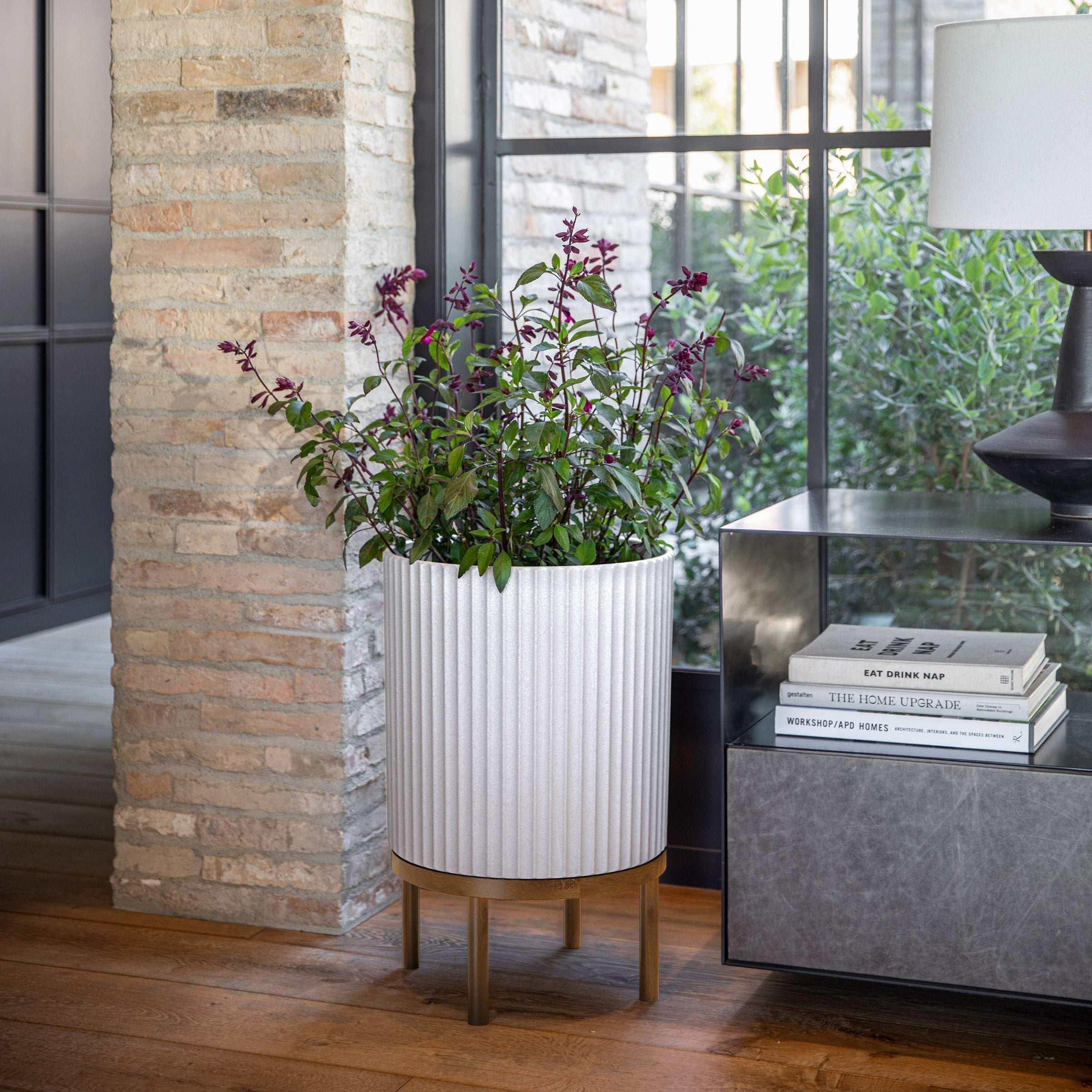 21.5” Capri Planter with Wood Stand by Veradek, 2-pack