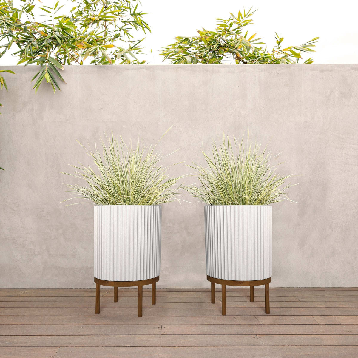 21.5‚Äù Capri Planter with Wood Stand by Veradek, 2-pack