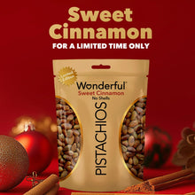 Pistachio nuts bag of sweet cinnamon no shells, holiday promo front