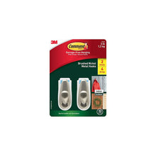 Command damage-free brushed metal hanging hooks, 2-pack with adhesive strips