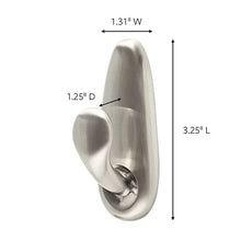Brushed metal hanging hook with adhesive backing, 3.25 in length