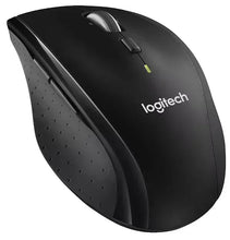 Black computer mouse with textured side grip and side button