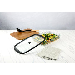 Thyme & Table 9"x15" Glass Baking Dish with Lid - Leaflets