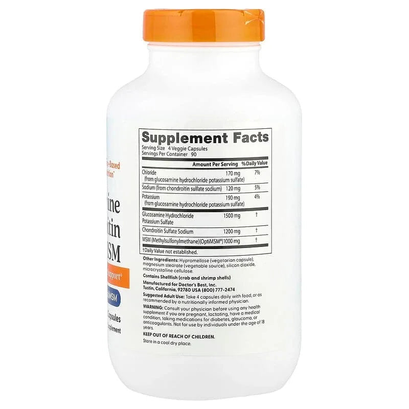 Doctor's Best, Glucosamine Chondroitin MSM, Veggie Capsules