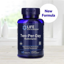Two-Per-Day multivitamin bottle with New Formula badge