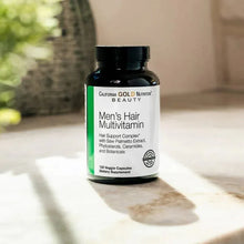 Men's Hair Multivitamin bottle with front label and 120 veggie capsules