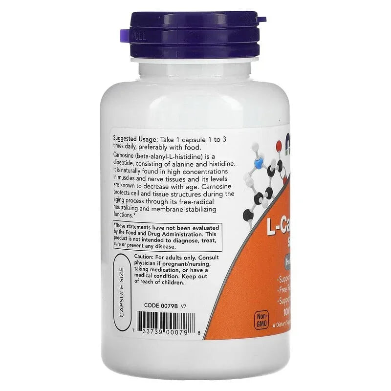 NOW Foods, L-Carnosine, 500 mg, Veg Capsules