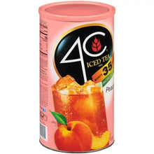 Peach iced tea mix can front with 35 makes 12 quarts text and logo