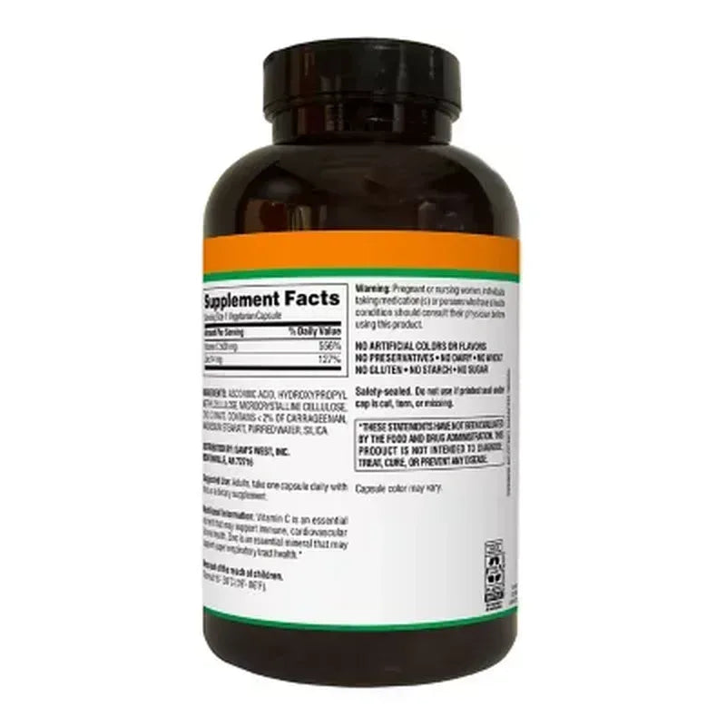 Member'S Mark Vitamin C + Zinc 500 Mg. Capsules, 400Ct.