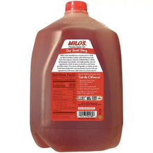 Back label of Milo's sweet tea jug with nutrition panel and barcode