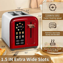 2-slice toaster with touch screen and wide slots, red body