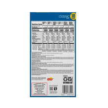 Snack chip variety pack carton back with Nutrition Facts table and recycling icons